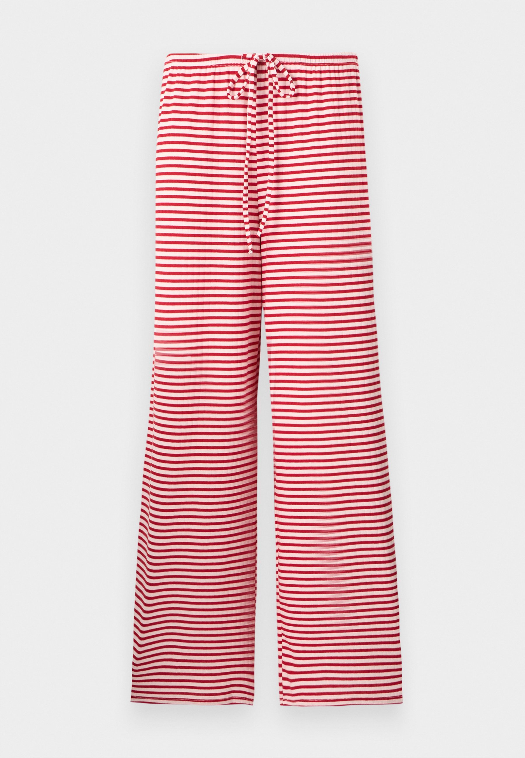 Gina Tricot STRIPED SOFT TROUSERS - Trousers - white/red/white - Zalando