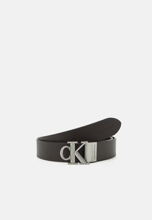 ROUND MONO PLAQUE BELT - Belt - black/bitter brown
