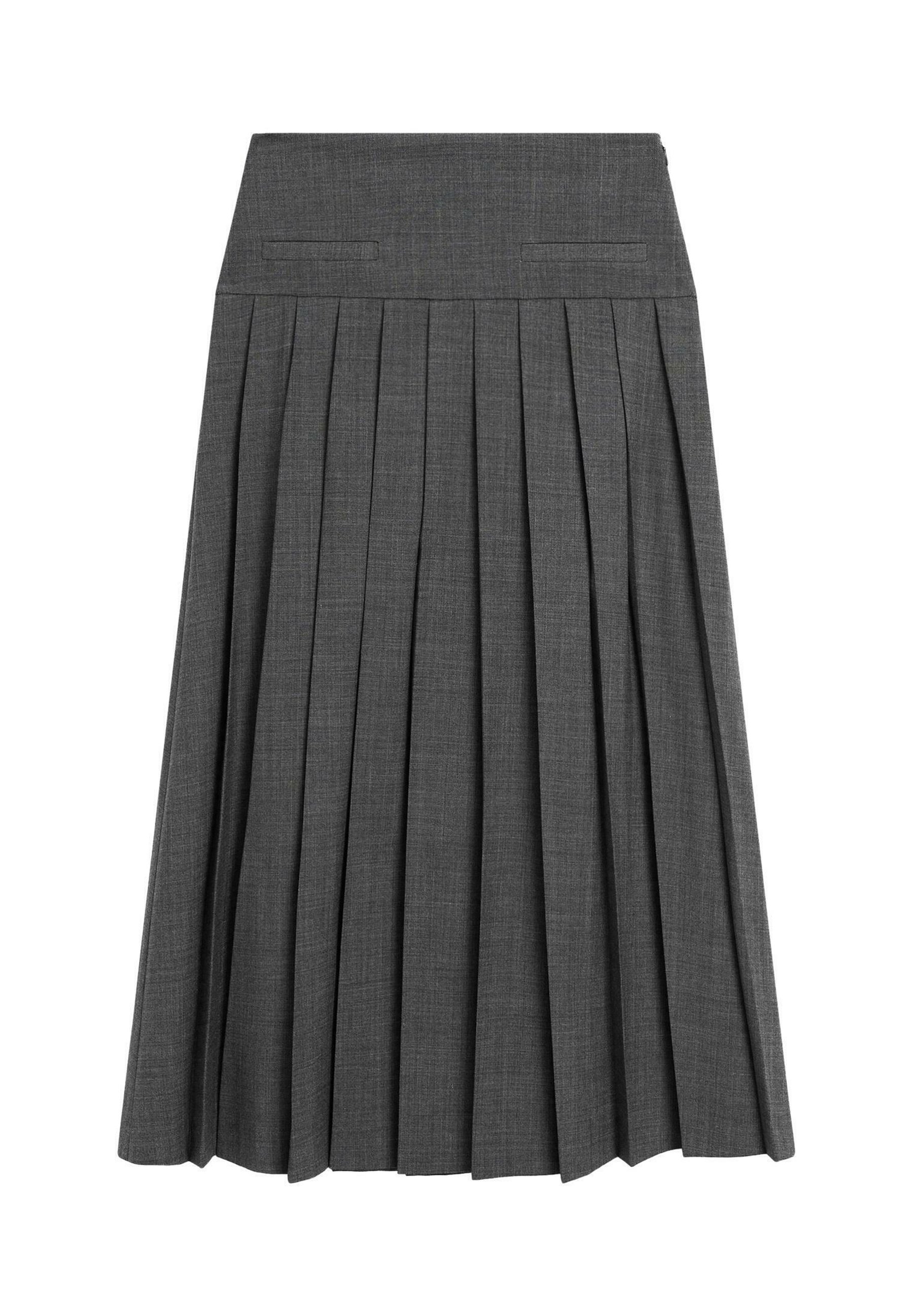 Massimo Dutti MIDI WITH BOX PLEATS - Pleated skirt - dark Massimo Dutti MIDI WITH BOX PLEATS - Pleated skirt - dark
