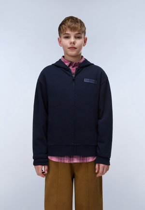 Napapijri NEW BOX LOGO UNISEX - Felpa con zip - blu marine
