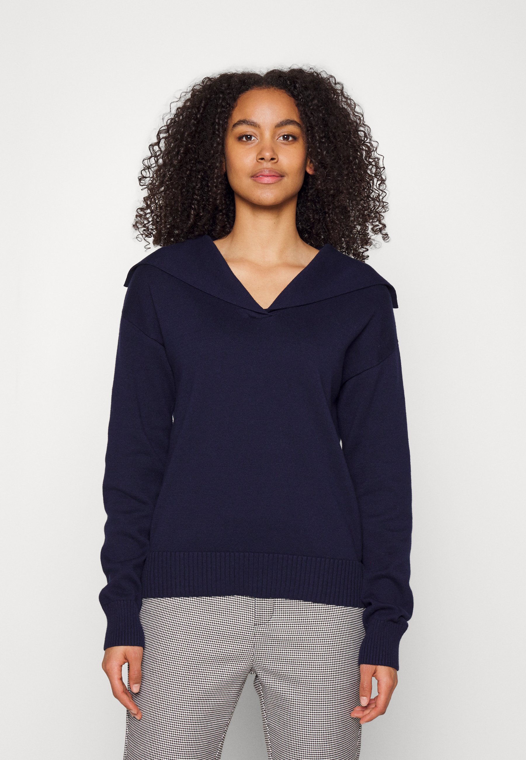 Gap Tall V-WIDE COLLAR - Jumper - navy uniform/dark blue - Zalando.de
