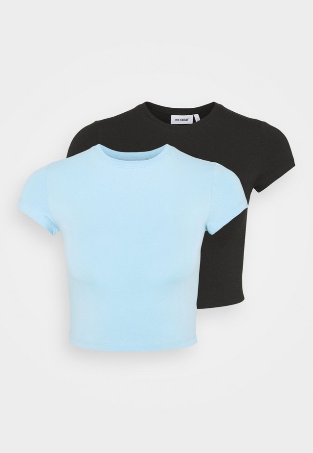 SABRA 2 PACK - T-Shirt basic - black/blue light