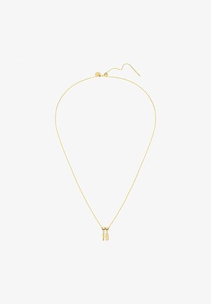 Kultaketjun kaulaketju, jossa on herkkä muotoilu ja joka sisältää numerot "1" ja "9" riipuksena. Ketjussa on hieno, teksturoitu ulkonäkö.