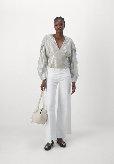 Mother THE ROLLER FRAY - Wide Leg - white denim