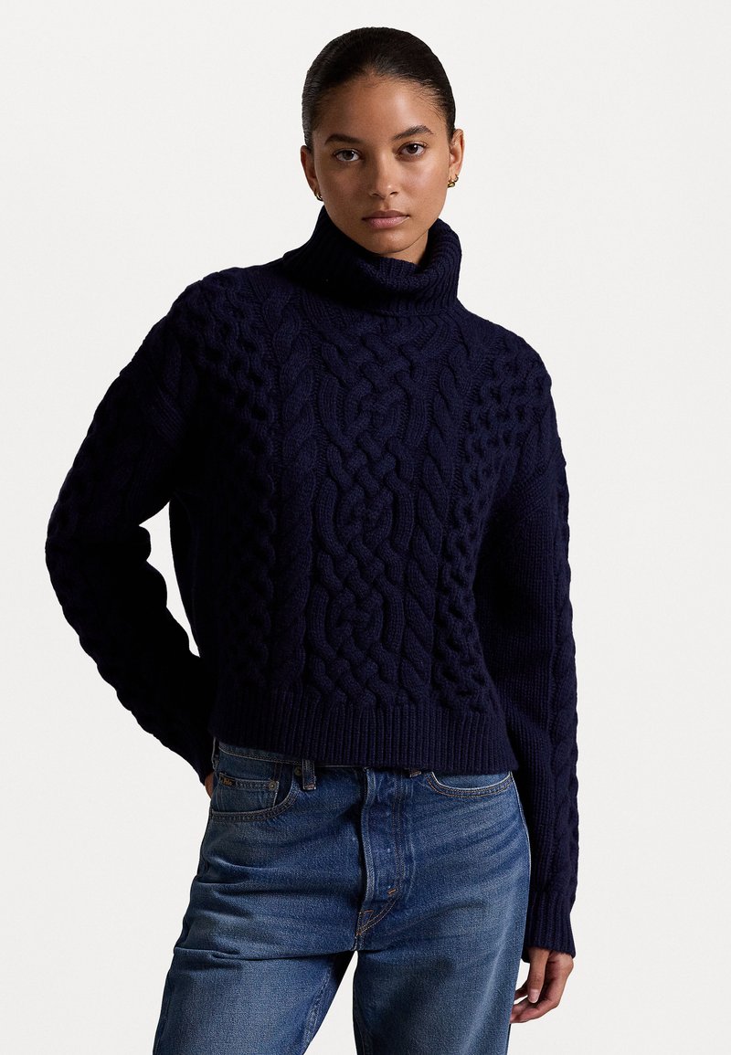 Polo Ralph Lauren ARAN-KNIT ALPACA-BLEND TURTLENECK - Džemperis - hunter navy