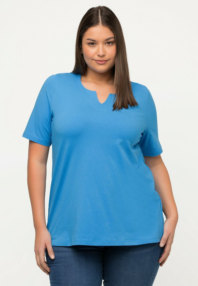 Ulla Popken A-LINIE HALBARM - Triko s potiskem - sky blue