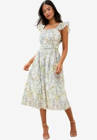 Lipsy PETITE FIT - FRILL SLEEVE BELTED   - Dnevna haljina - white floral