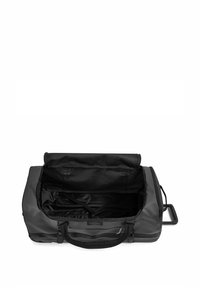 Sac de sport noir avec fermeture éclair, extérieur en tissu et doubles poignées. Dispose d'un intérieur spacieux avec une doublure lisse et sans poches.