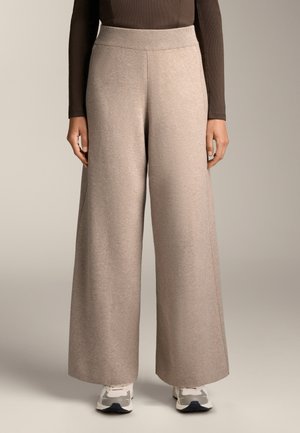 OYSHO SIDE RIB WIDE-LEG KNIT - Nadrágok - beige
