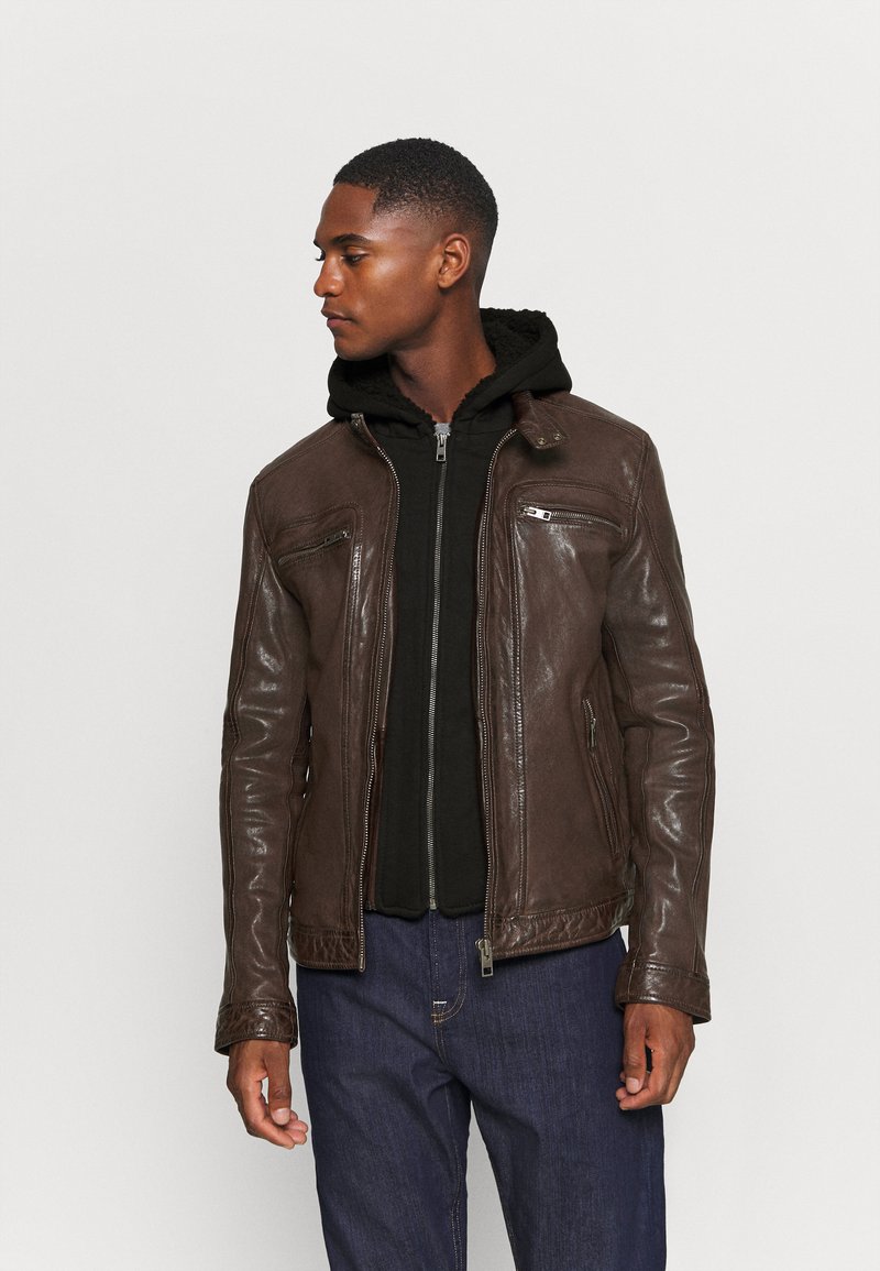 Oakwood - DRINK - Leather jacket - chocolate, Enlarge