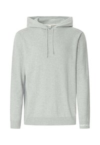 Lichtgrijze hoodie met een trekkoordkap, lange mouwen en ribgebreide manchetten. Kenmerkt zich door een gestructureerde stof en een logodetail op de onderste mouw.