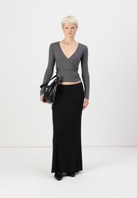 Gina Tricot LONG SLEEVE WRAP - Top dugih rukava - thunderstorm