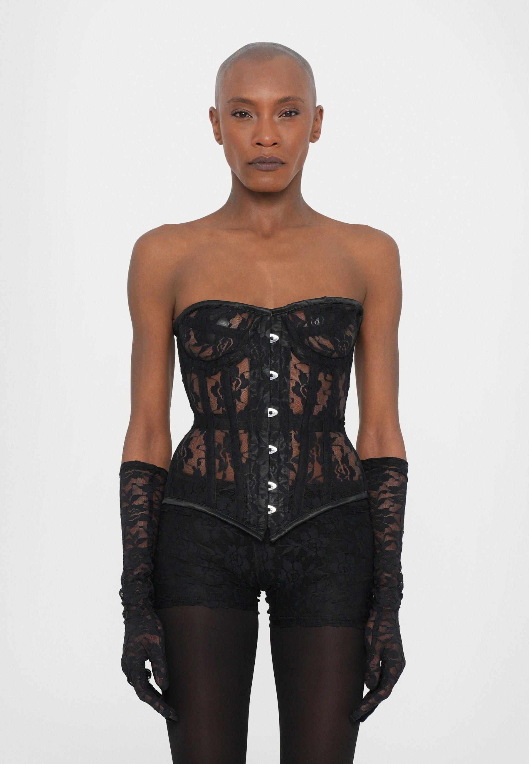 トップス theredthread corset fit tops gry bk THEREDTHREAD / ザレッドスレッド】S bonded corset tops