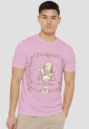 Disney, WINNIE THE POOH AND PIGLET BOW - Print T-shirt - pink