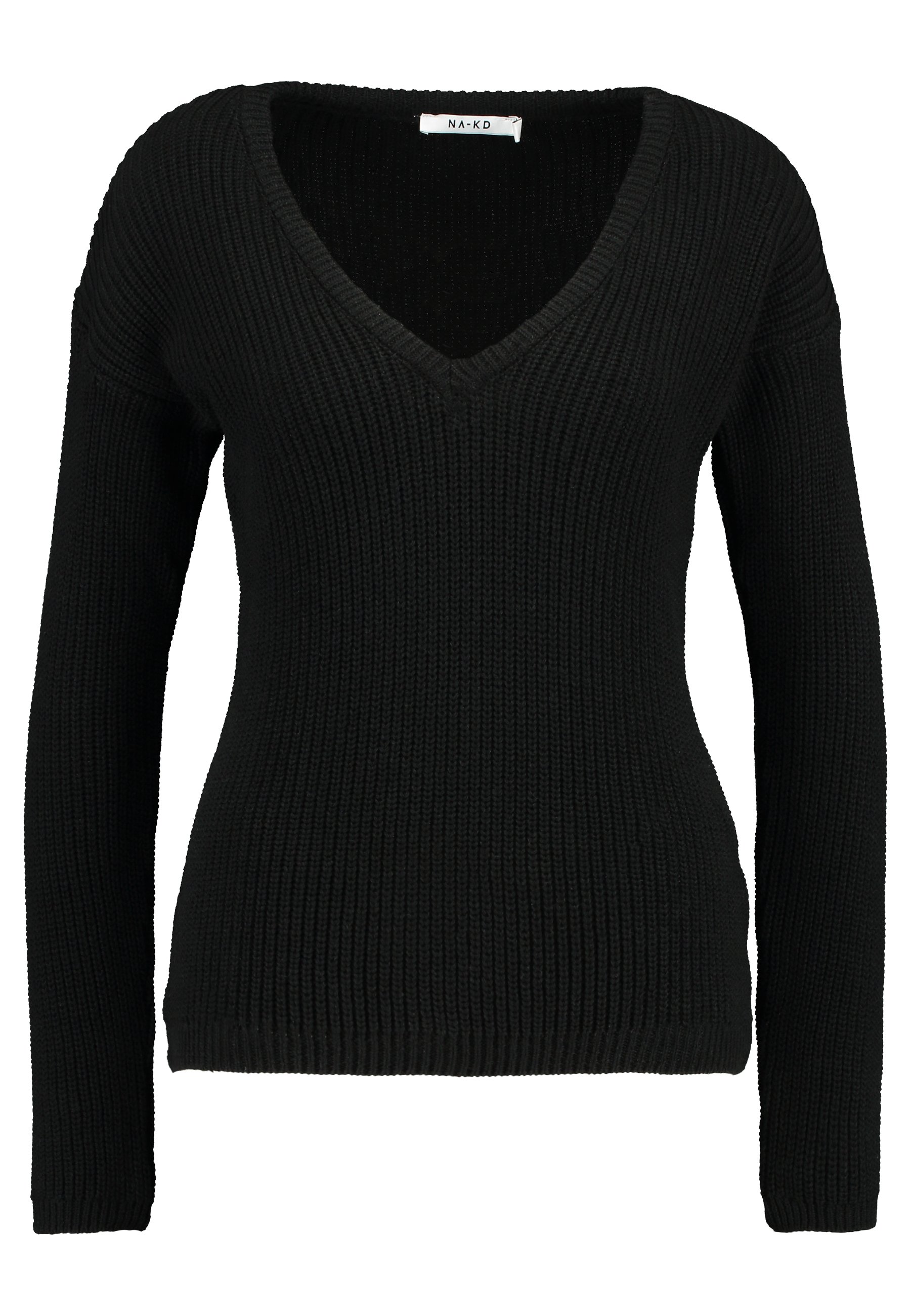 NA-KD DEEP FRONT V NECK - Trui - black/zwart - Zalando.nl