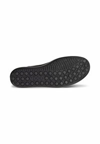 Black rubber shoe sole featuring a circular dot pattern, smooth edges, and a textured surface for grip. Size marking visible.