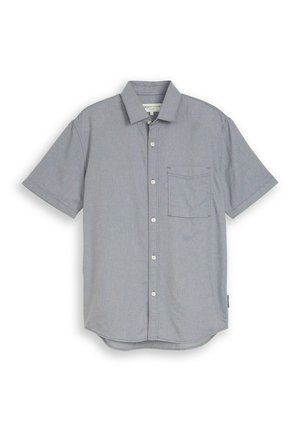 Light blue short-sleeve button-up shirt with a chest pocket and a classic collar, displayed on a white background.