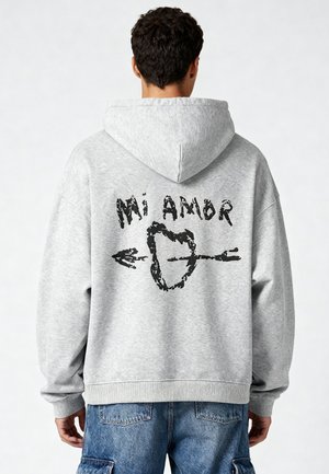 MI AMOR EMBROIDERY UNISEX - Sweat à capuche - mottled grey