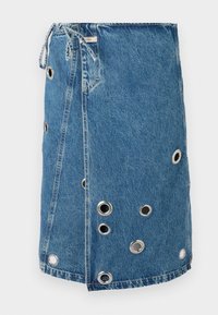 WRAP MIDI - Tubenederdele - mid blue denim