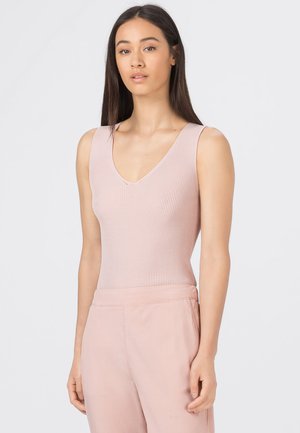 RIPPSTRICKTOP MIT V-NECK - Top - soft pink