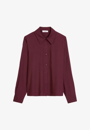 Bordeaux knoopshirt met een puntig kraag, lange mouwen en een relaxte pasvorm. Gemaakt van gladde stof, met zes bijpassende knopen.