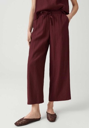OPUS, WIDE LEG CRINKLE - Trousers - cherry jam