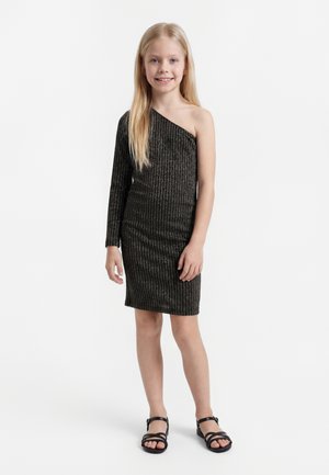 ONLY GIRLS KOGQUEEN DRESS - Cocktailkjole - black/light gold coloured/silver coloured