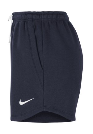 Marineblaue Nike-Shorts aus weichem Stoff, mit einem elastischen Bund, seitlichen Taschen und einem weißen Logoakzent am Saum.