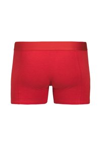 Rote Baumwoll-Boxershorts mit einem glatten, elastischen Bund. Sie verfügen über ein körpernahes Design und minimalen Nähten für zusätzlichen Komfort.