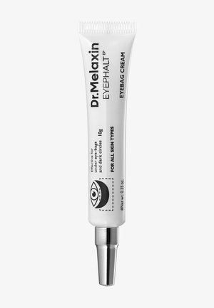 Tube de crème yeux Dr. Melaxin Eyephalt pour tous types de peau, efficace contre les poches et cernes sous les yeux, 10 g avec embout applicateur argenté.