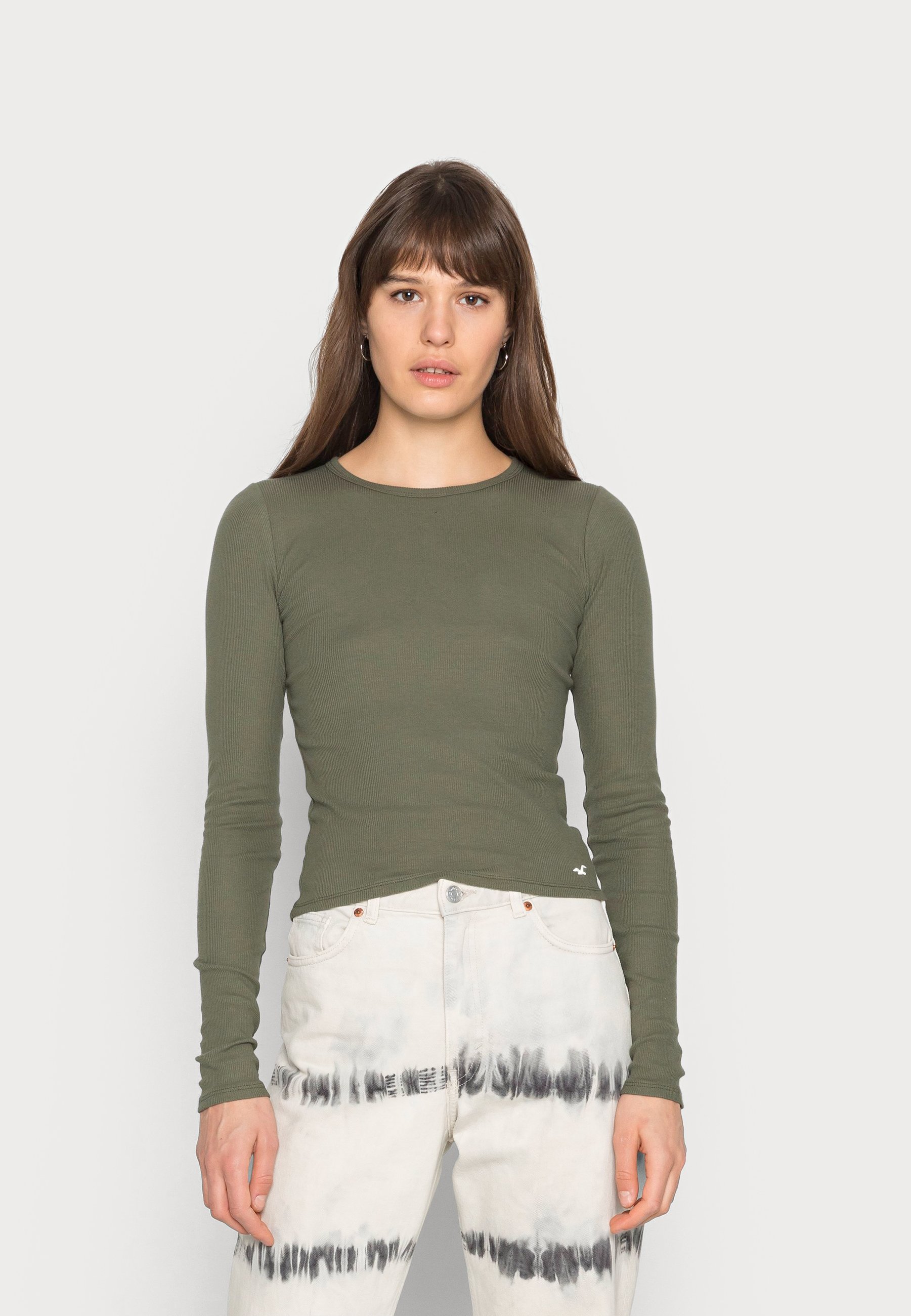 Hollister Co. ZALANDO SLIM CREW 3er Pack - Maglietta a manica lunga -  bright white/beetle/rose brown/bianco - Zalando.it