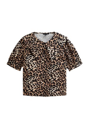 New Look LEOPARD PRINT OVERSIZED COLLAR - Overhemdblouse - brown pattern