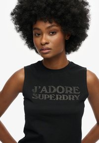 Superdry & Co LUXE FITTED - Top - vulcan black