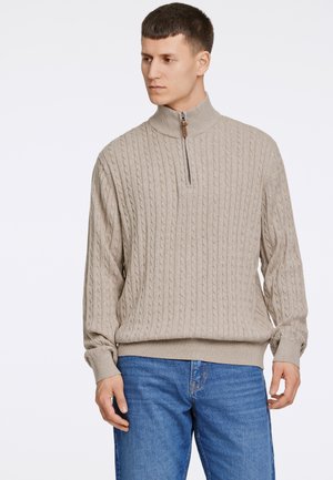 Lindbergh 1/2 ZIP - Jumper - lt stone mel