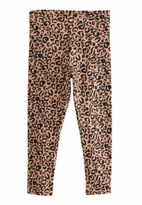 Leggins s uzorkom leoparda s rebrastom teksturom, s crnim printom na svijetlosmeđoj podlozi i prilagođenim oblikom.