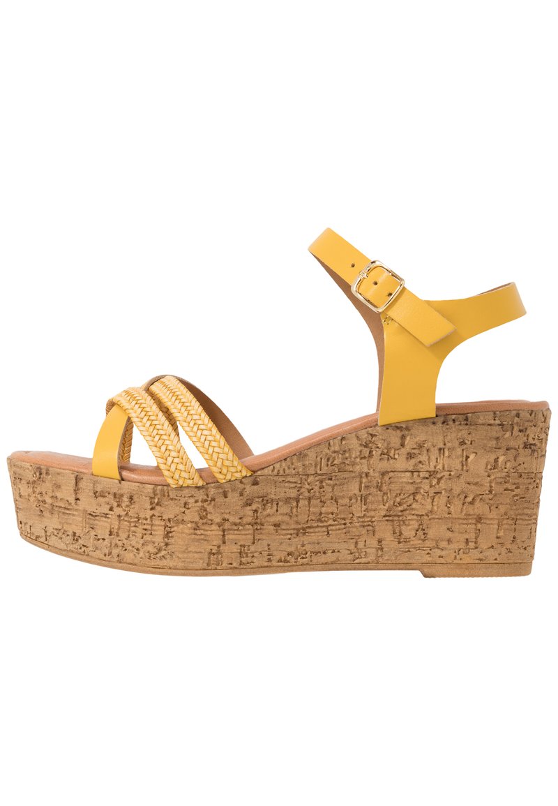 tamaris Sandalen met sleehak geel tamaris Sandalen met sleehak geel