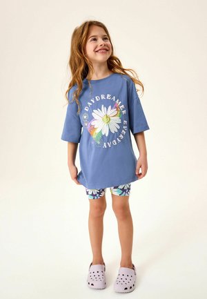 SET - Szorty - blue pink green rainbow daisy