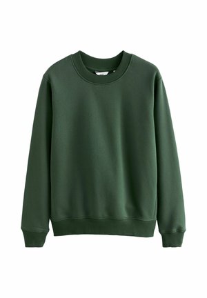 Groene sweatshirts gemaakt van zachte stof, met een ronde hals, ribbelboorden en -zoom, een gladde textuur en een ontspannen pasvorm.