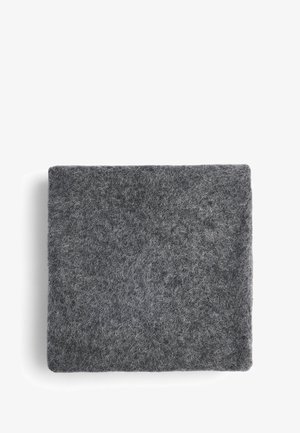 Grauer Filzquadrat mit weicher, strukturierter Oberfläche und abgerundeten Kanten, einheitlich in der Farbe ohne sichtbare Muster oder Akzente.