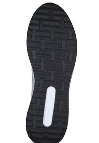 Soletta nera in gomma con superficie testurizzata e righe orizzontali, caratterizzata da motivi arrotondati per la trazione e un logo centrale "cloudfoam" bianco.