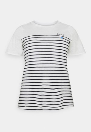 STRIPED CHEST EMBRO - Triko s potiskem - whisper white