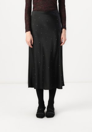 YASPELLA RHINESTONE MIDI SKIRT  - A-Linien-Rock - black