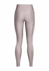 Högmidjade leggings i ljus mauve, tillverkade av stretchigt tyg. Har flatlocksömmar, sidofickor och en slät yta.