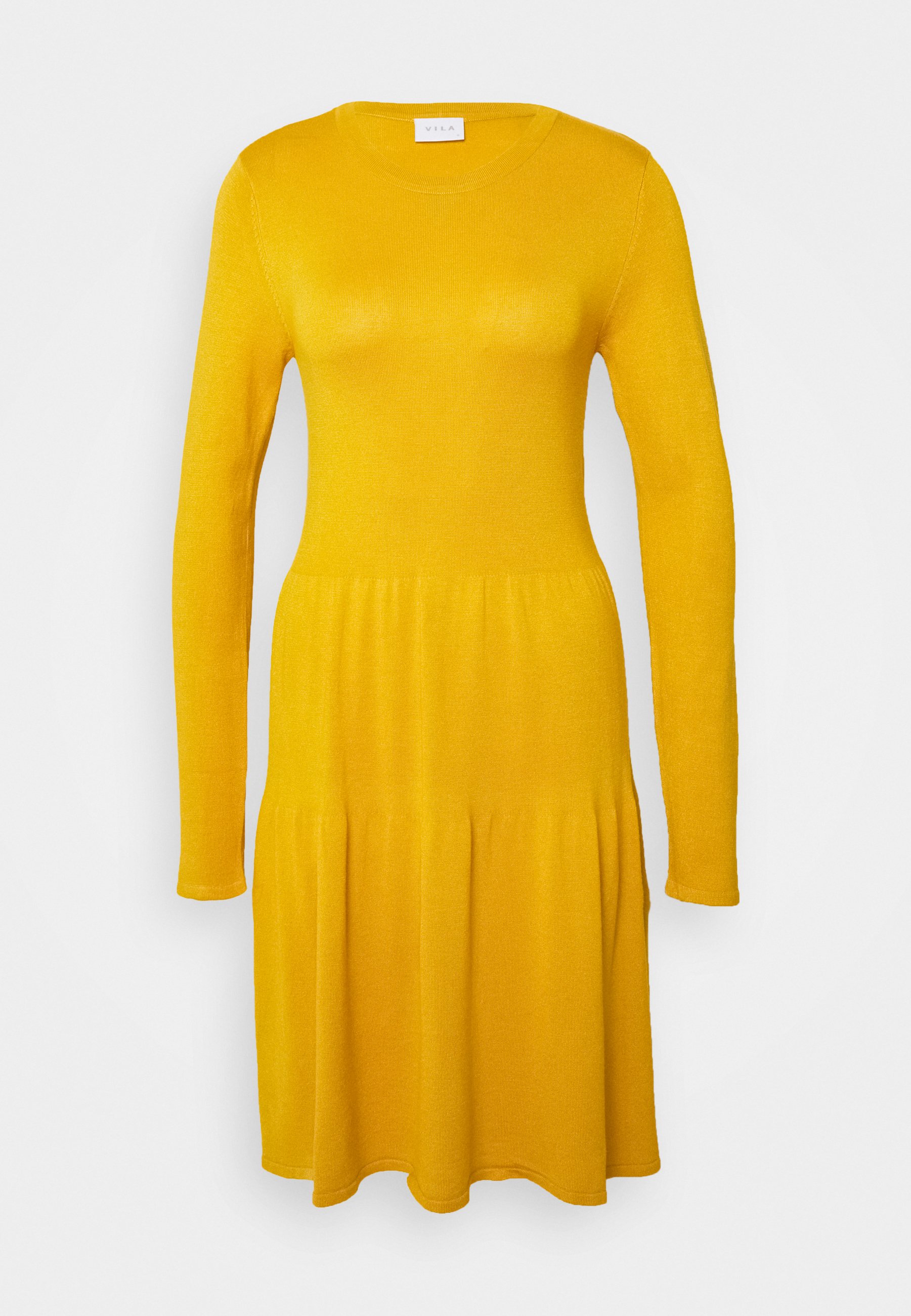 Vila VIBOLONSIA Stickad klänning mineral yellow Zalando.se Vila VISOLARA 34 SLEEVE DRESS Vardagsklänning tortoise