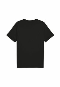 T-shirt nera a maniche corte realizzata in tessuto morbido, caratterizzata da un classico collo a giro e un design retro semplice, senza grafiche o motivi.