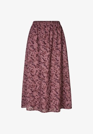 Gari maxi svārki no viegla auduma mauve krāsās ar kamuflāžas rakstu. Iedegumā ir elastīga josta, kas nodrošina komfortu.