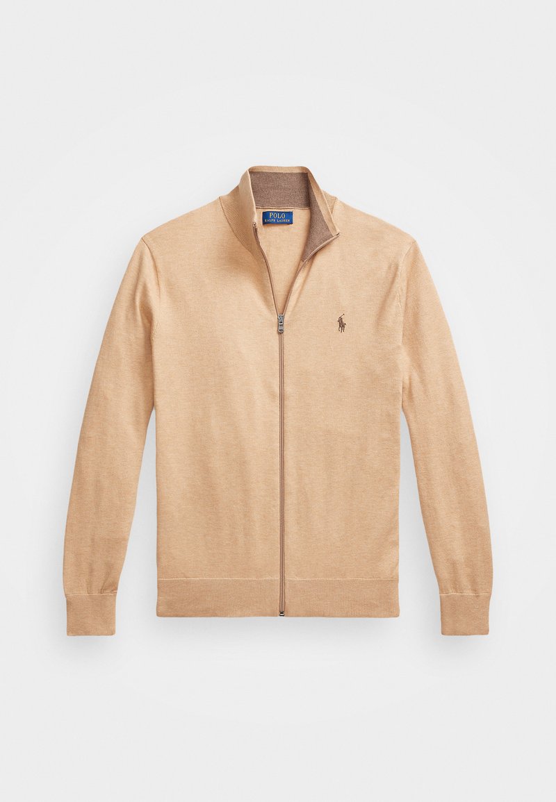 Polo Ralph Lauren COTTON FULL ZIP SWEATER - Jopica - camel melange/brown heather