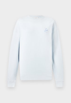 Felpa a maniche lunghe di colore azzurro chiaro con collo rotondo, polsini e orlo a coste, con la scritta "Cafe Kitsune" in piccolo sul petto a sinistra.