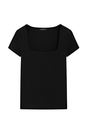 Massimo Dutti, SHORT SLEEVE SQUARE NECKLINE T-SHIRT - T-Shirt basic - black