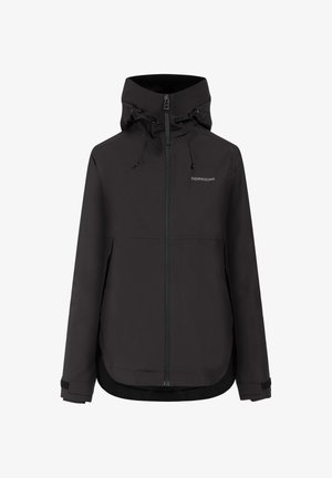 Sort Didriksons hættejakke i vandtæt materiale med lynlås foran, justerbare manchetter og snore til hætten.